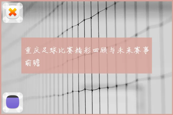 重庆足球比赛精彩回顾与未来赛事前瞻